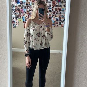 floral off shoulder long sleeve top